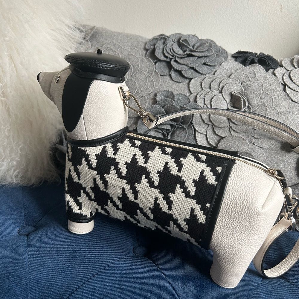KATE SPADE CLAUDE DACHSHUND HOUNDSTOOTH CROSSBODY NWT - Picture 2 of 5